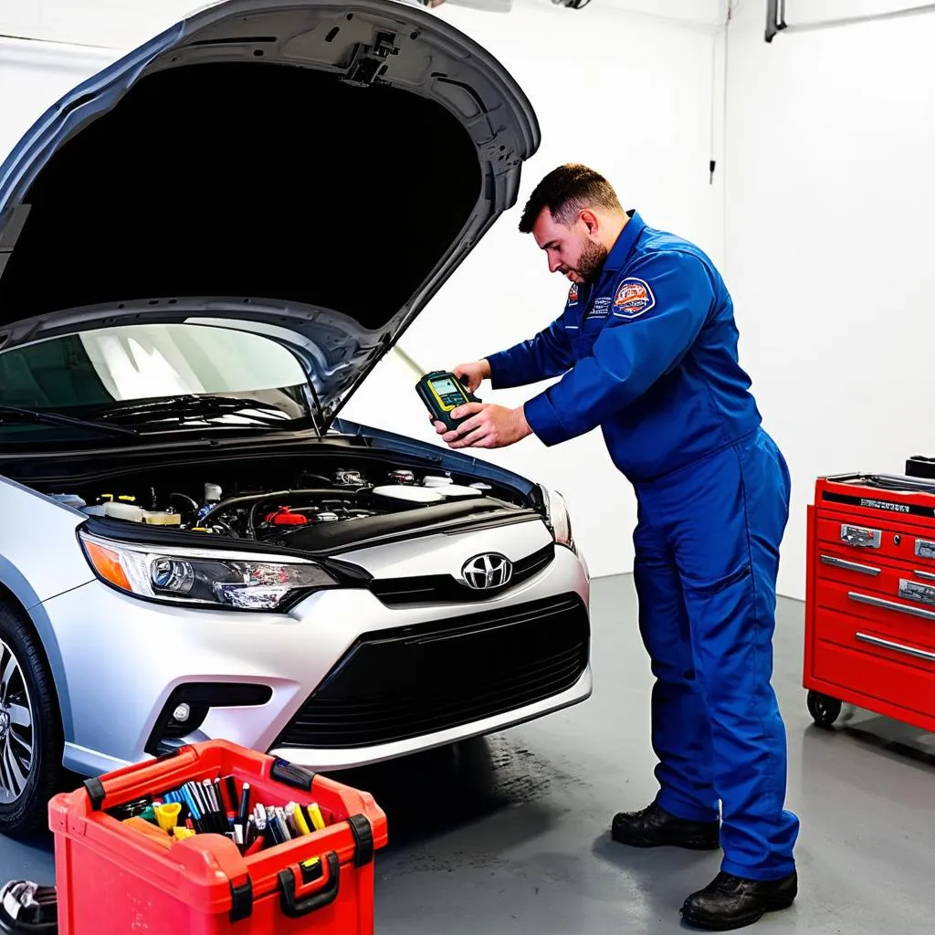 Mechanic Checking Engine