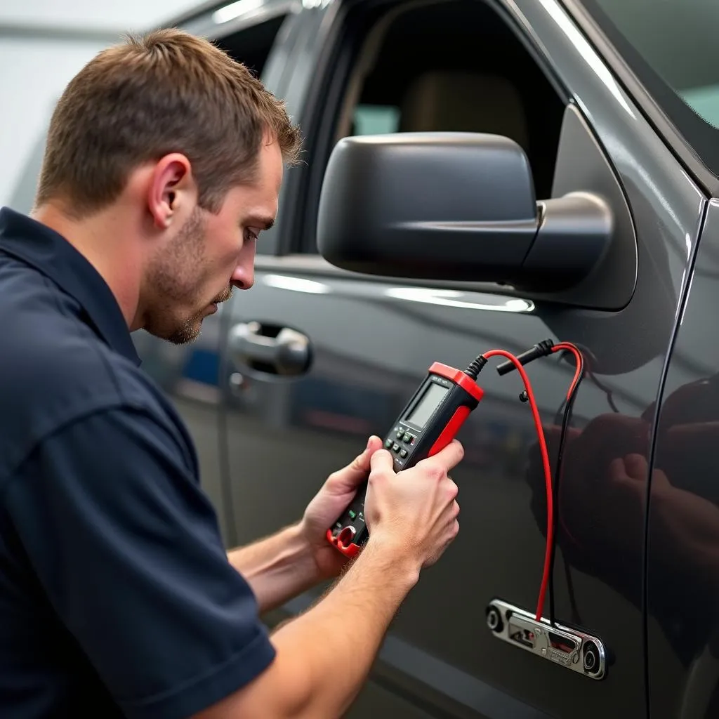 Mechanic Checking OBD Port on a 2009 Ford Explorer