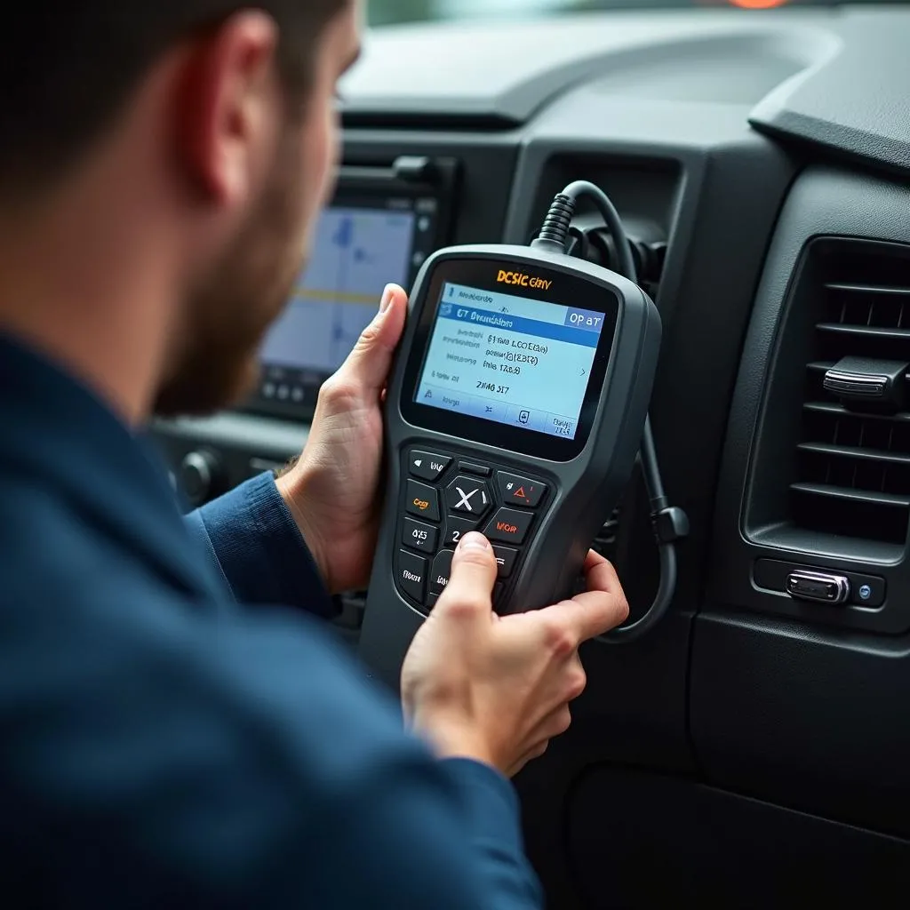 Mechanic Diagnosing P1345 Code using a Dealer Scanner