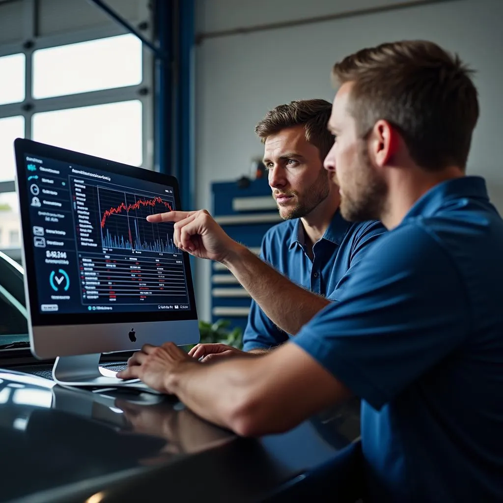 Mechanic Explaining Car Diagnostics