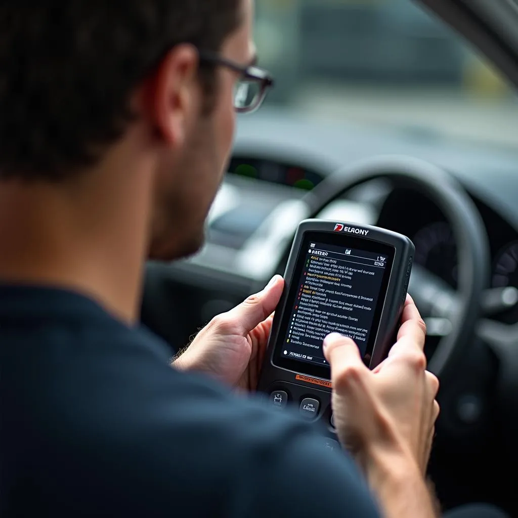 Mechanic Explaining OBD Tester Results to Car Owner