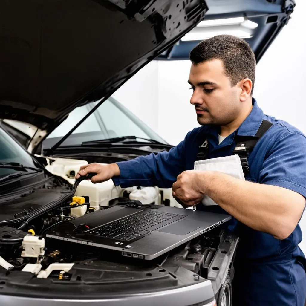 Mechanic Fixing Car