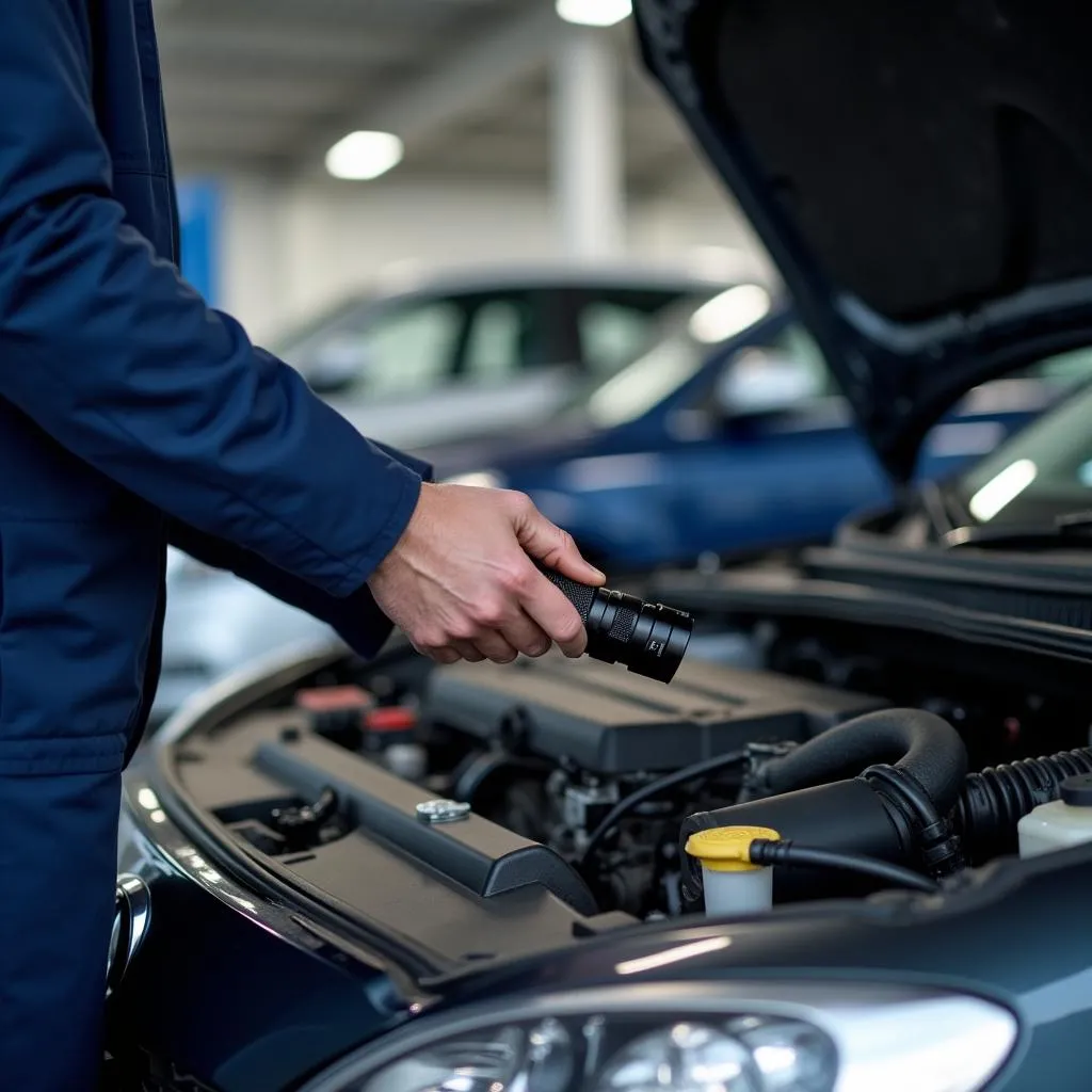 Mechanic inspecting a used car at Boyd Cars