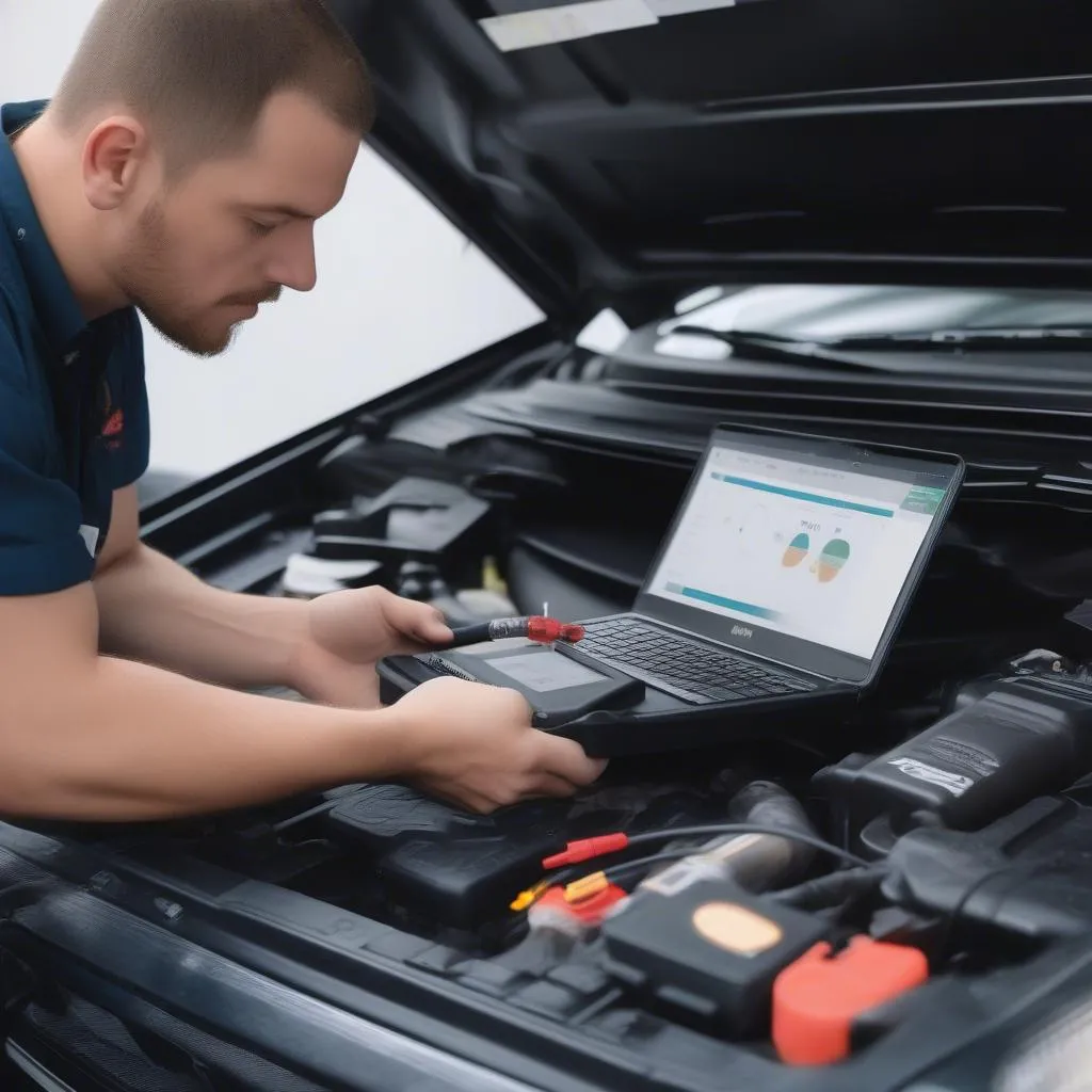 Mechanic inspecting a car