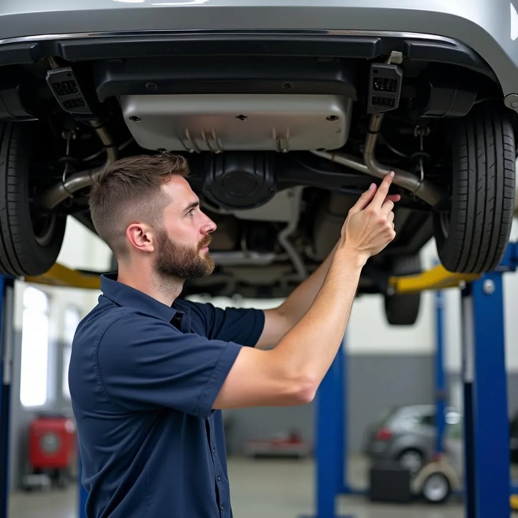 Mechanic Inspecting Car