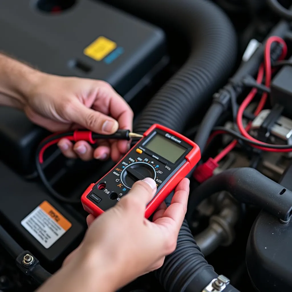 Mechanic Examining Car Wiring Harness