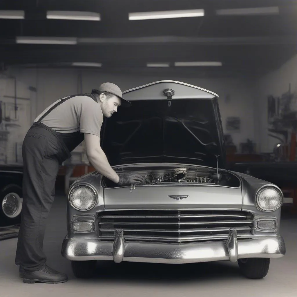 Mechanic Inspecting Car Engine