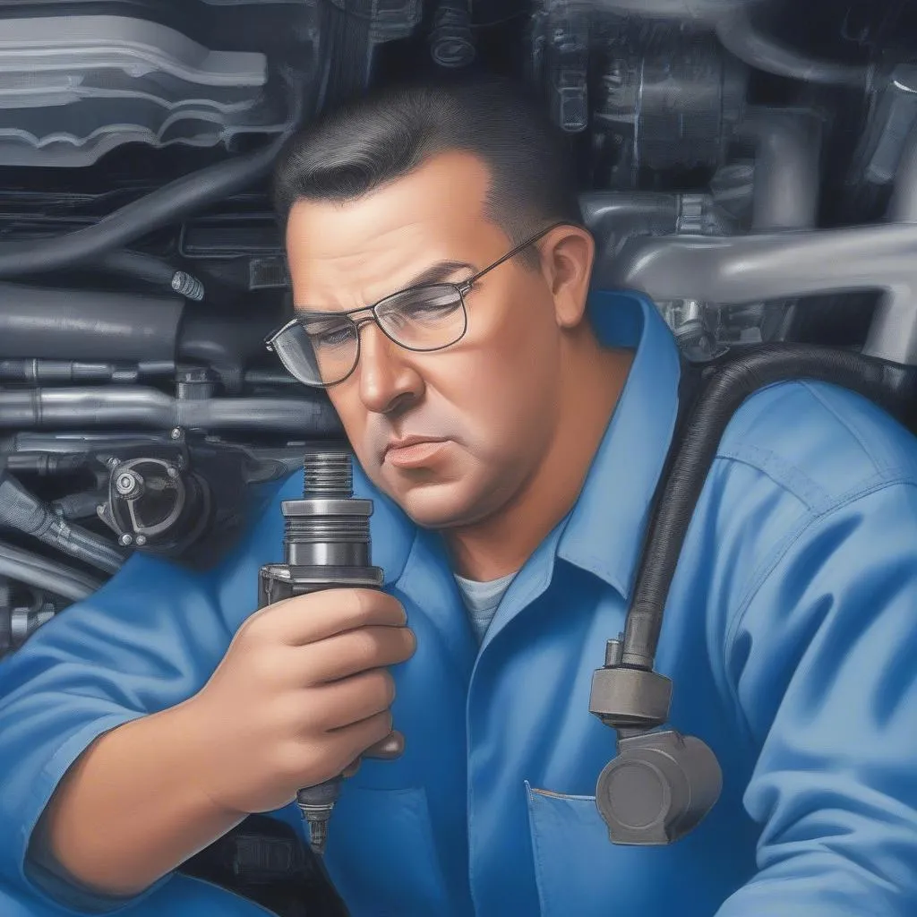 Mechanic Inspecting Ignition Coil