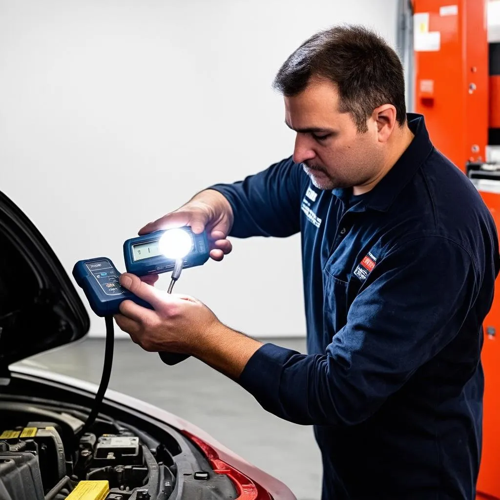 Mechanic Inspecting OBD Port