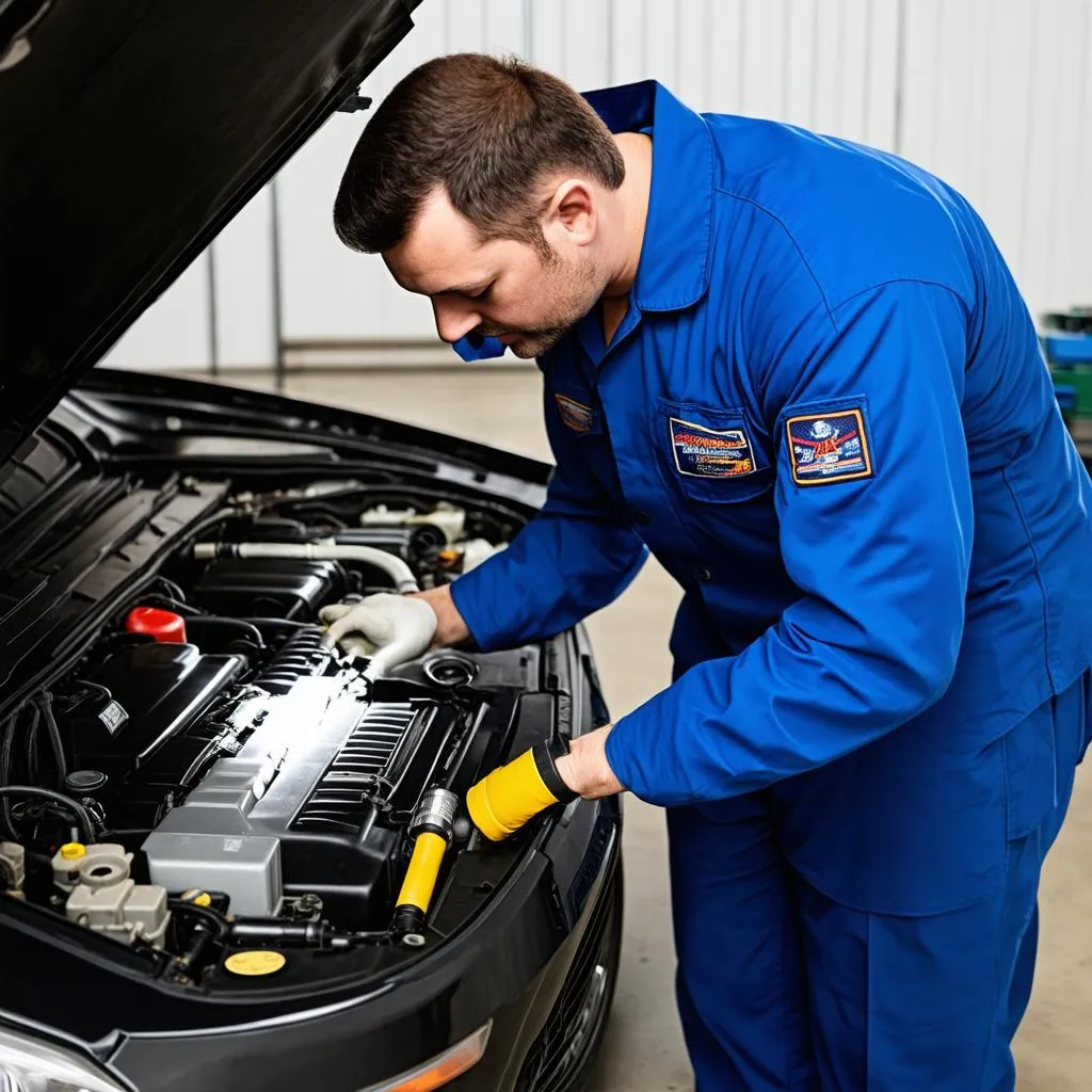 Mechanic Inspecting a Used Car