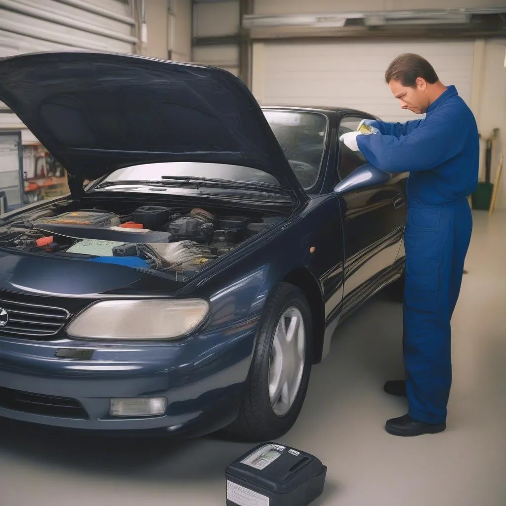 Mechanic using OBD1 on Lexus