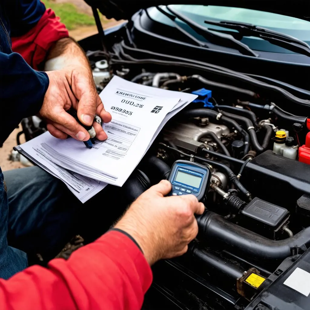 Mechanic working under the hood