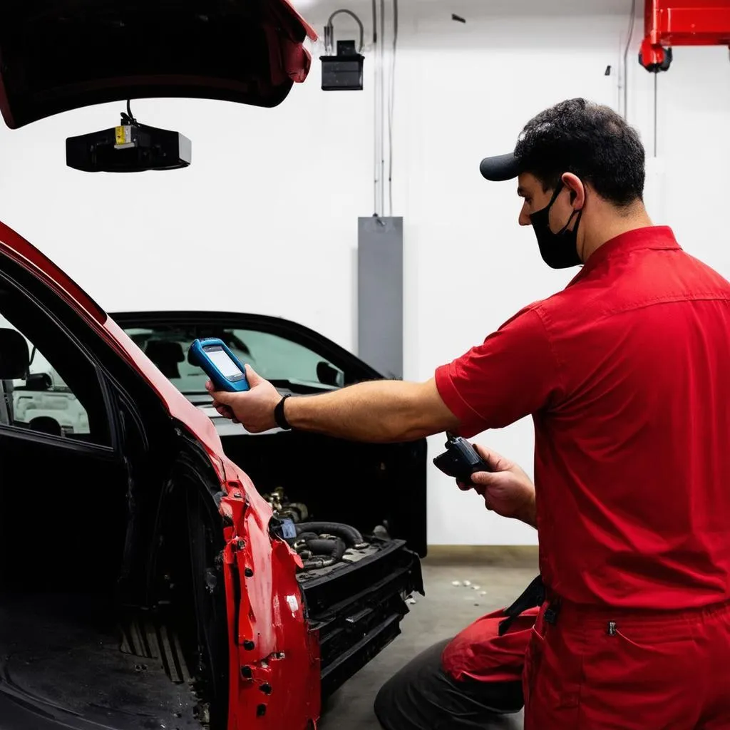 Mechanic Repairing Car