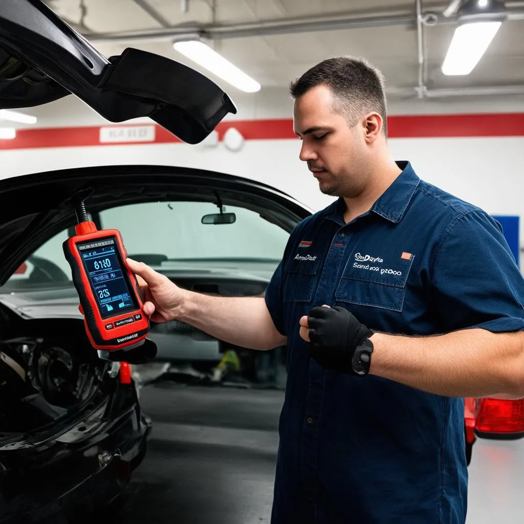 Mechanic Using AnyData OBD Scanner