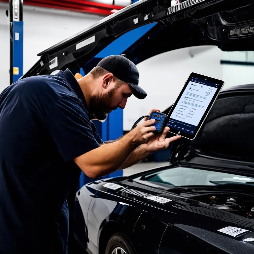 Professional Mechanic Using Deep OBD Adapter