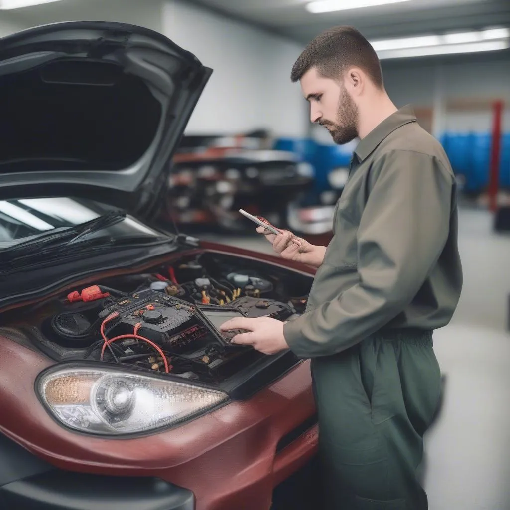 Mechanic Using Diagnostic Tool