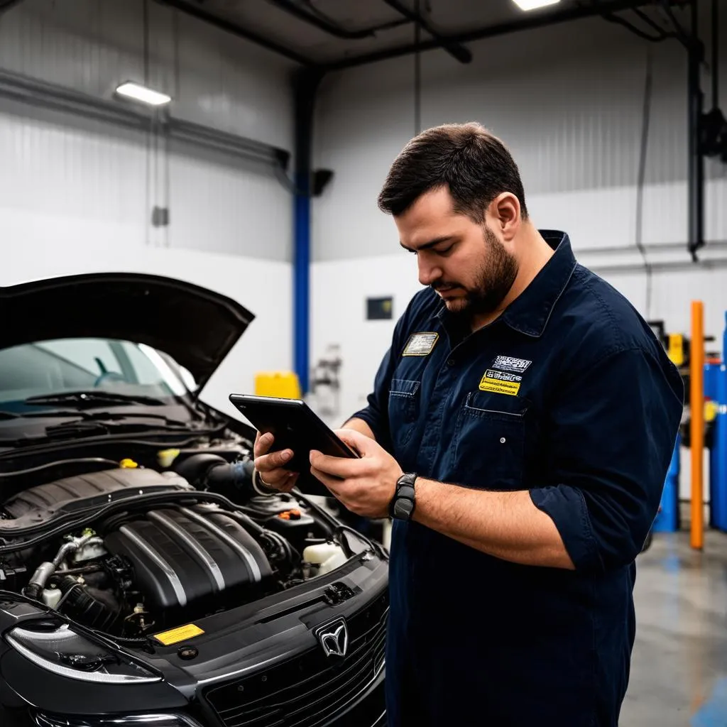 car diagnostics with tablet