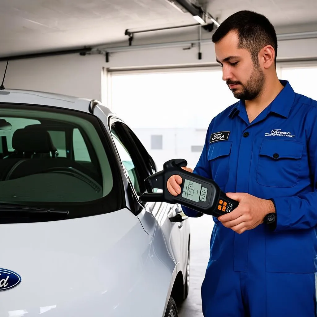 Mechanic Using Ford VCM OBD