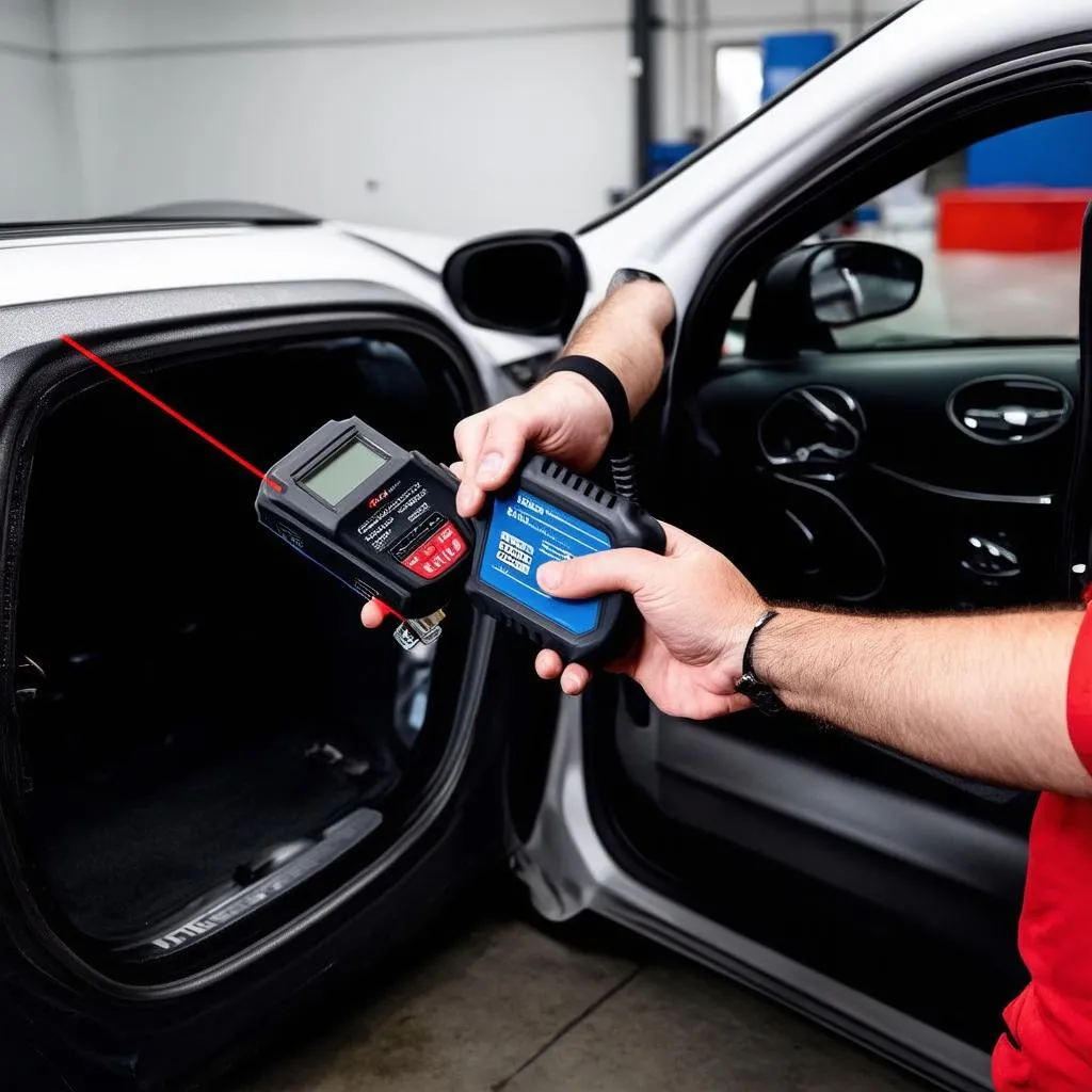 Mechanic using Laser 5091 on European Car