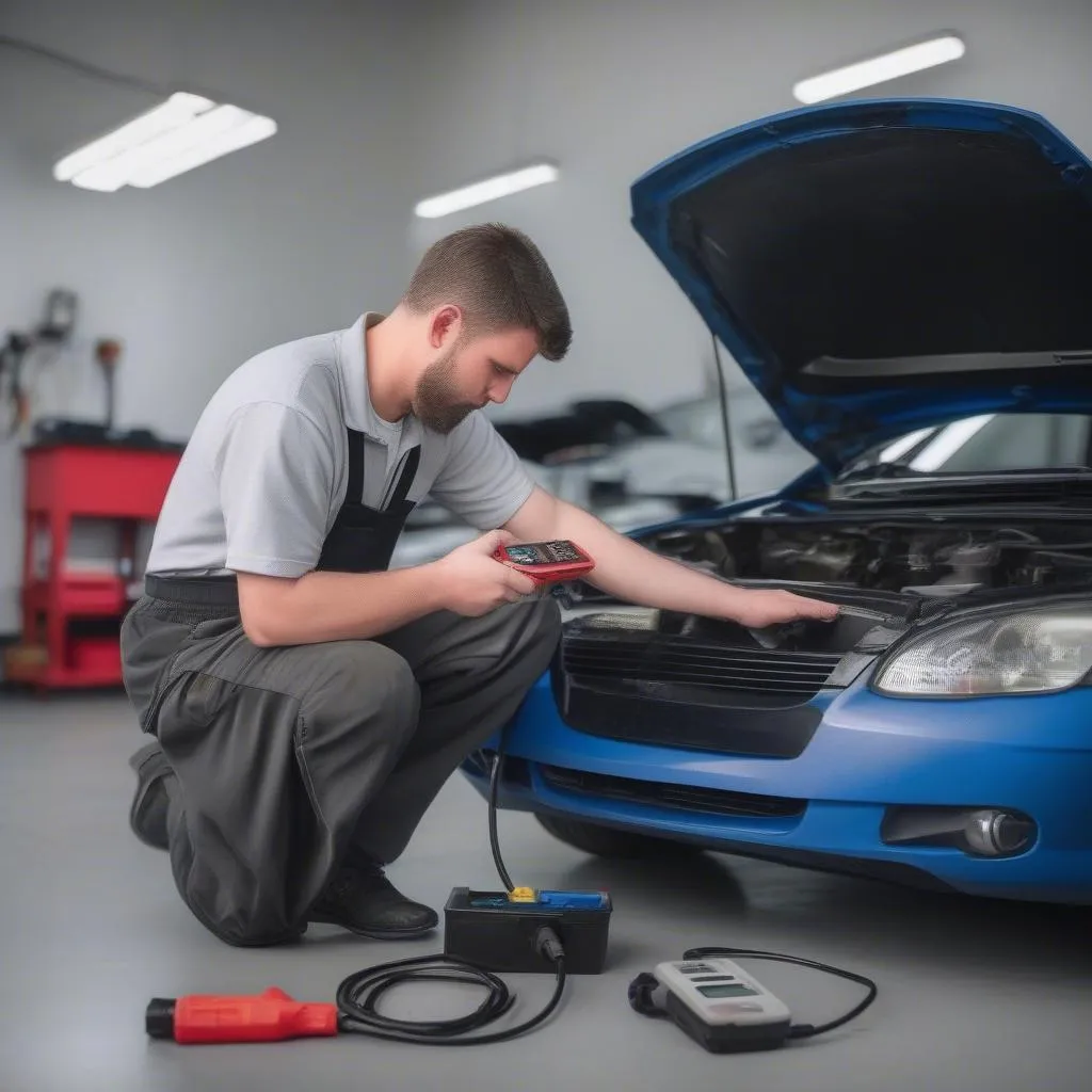 Mechanic Using OBD Adapter