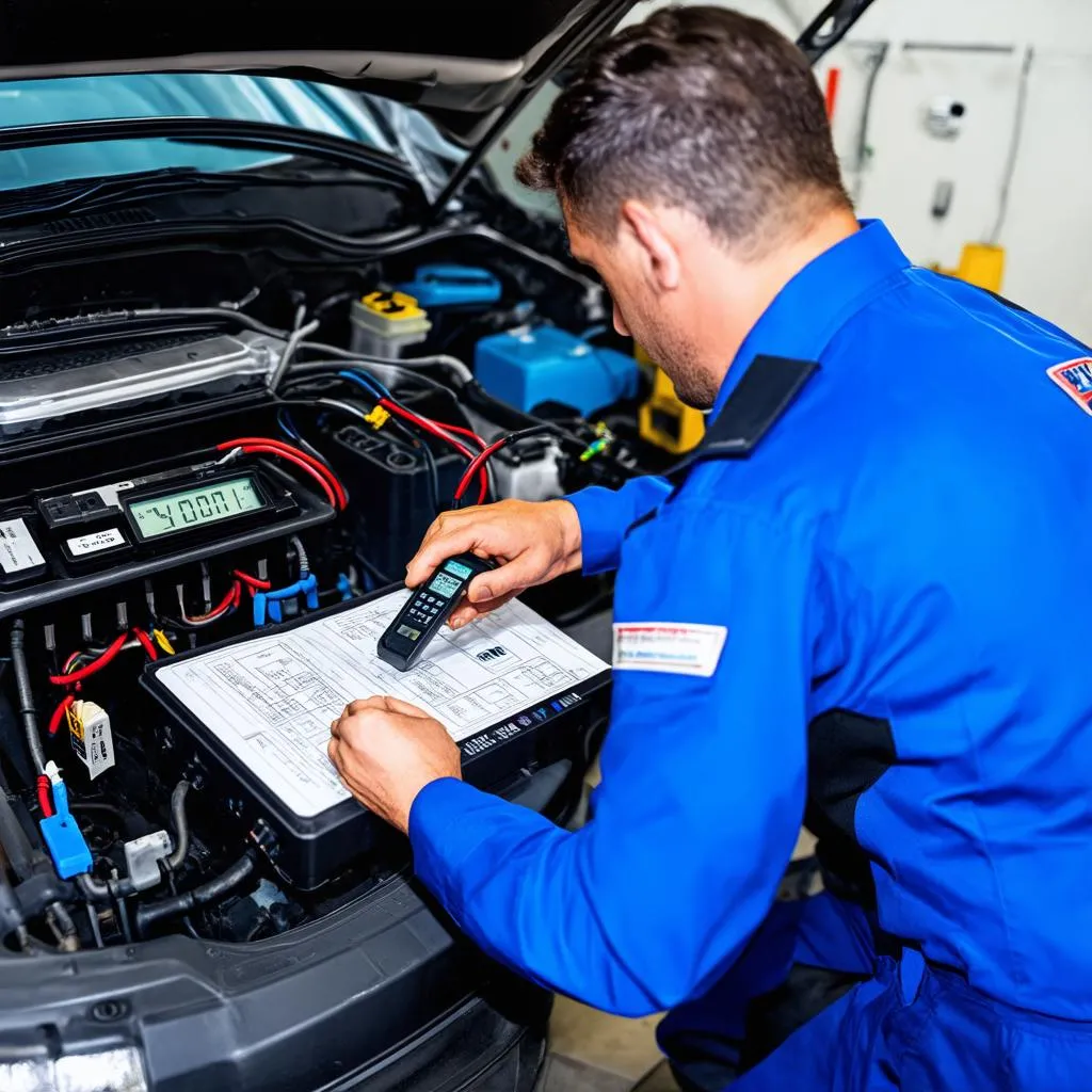 Mechanic Using OBD Breakout Box