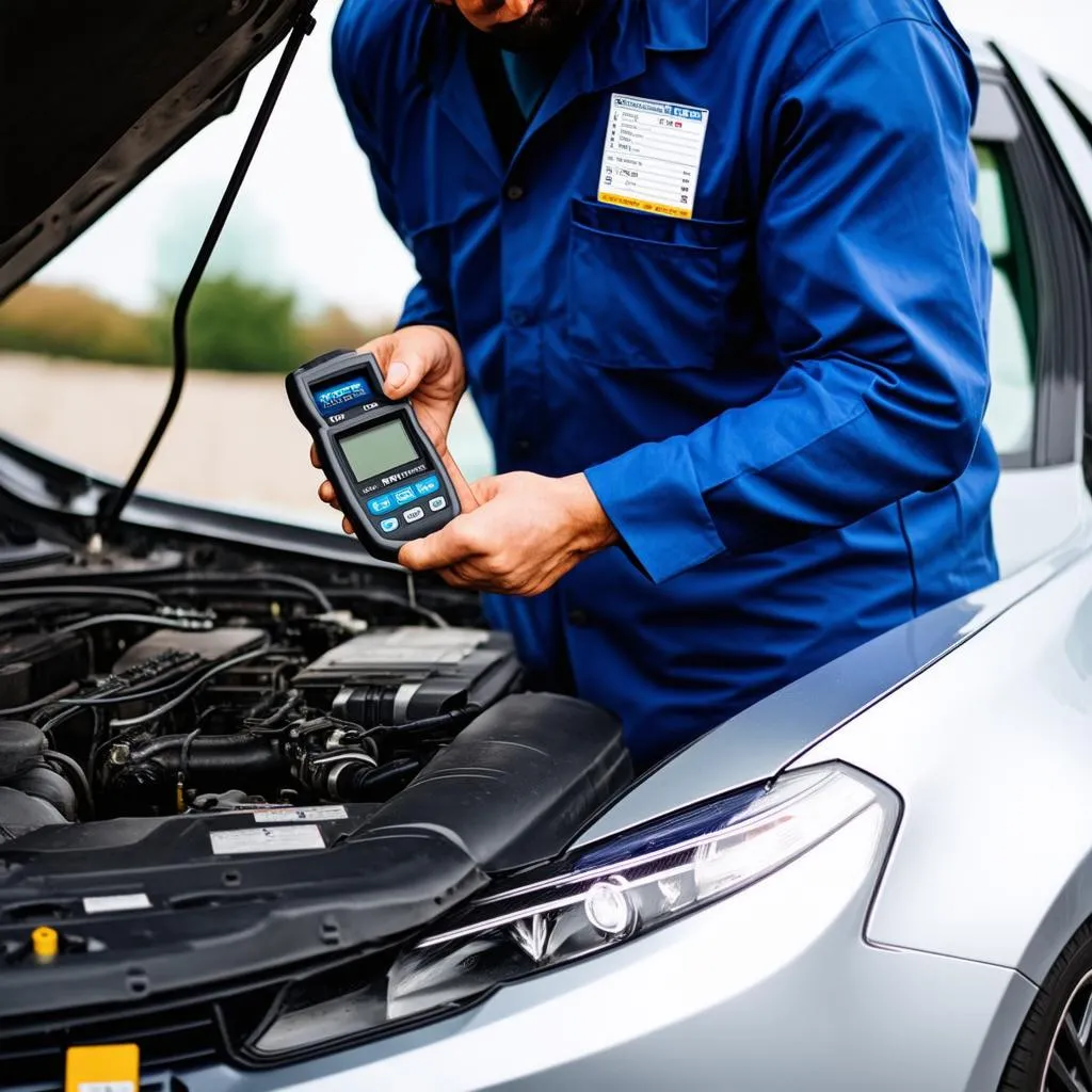 Mechanic using an OBD-II Scanner