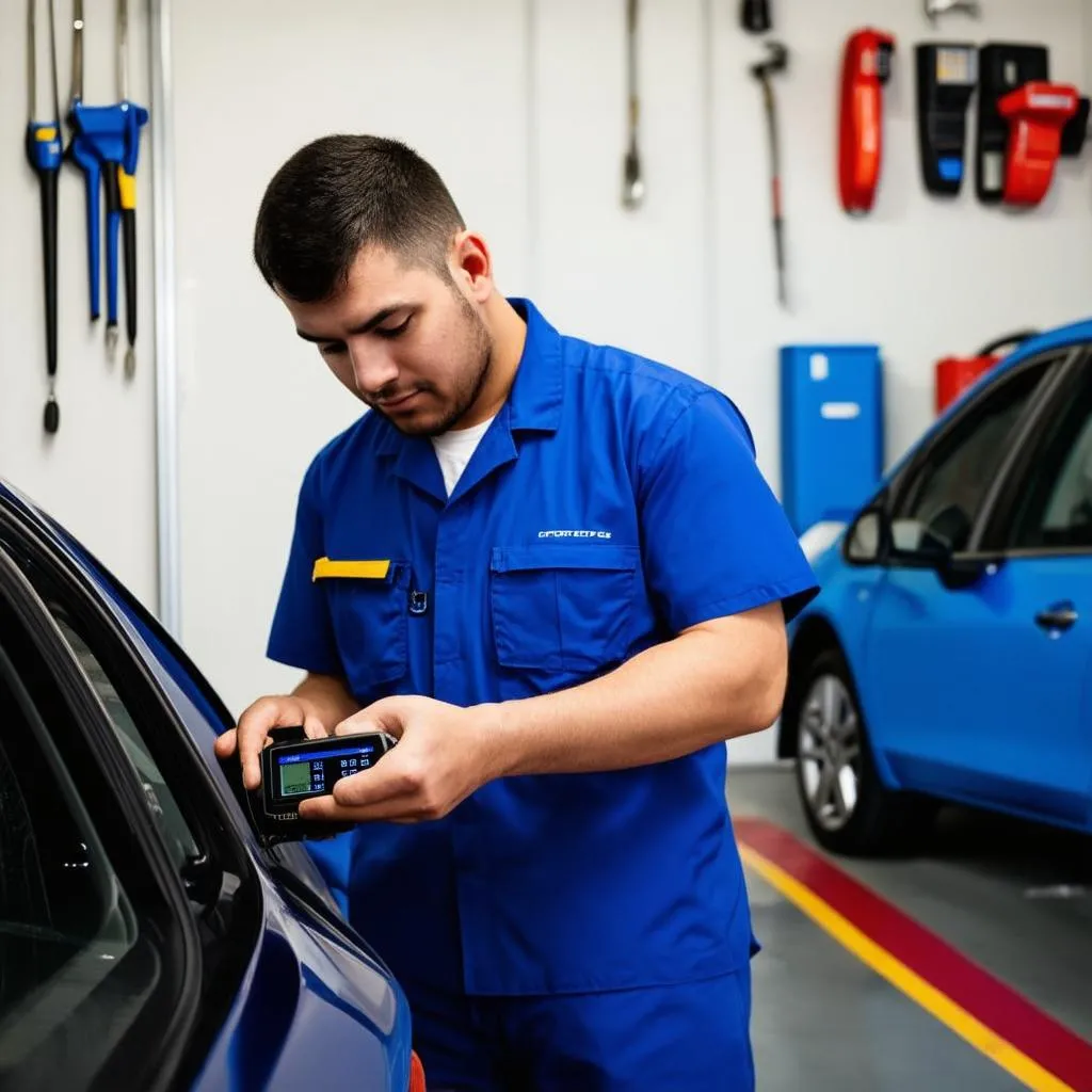 Mechanic Using an OBD Reader