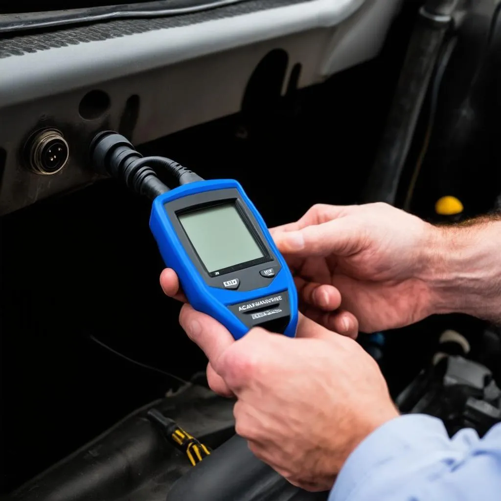 Mechanic Using OBD Scanner