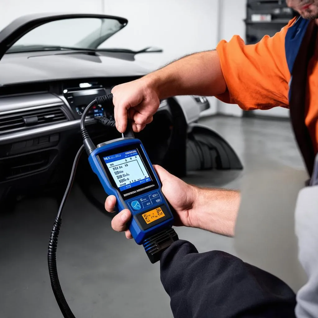 Mechanic Using OBD Scanner