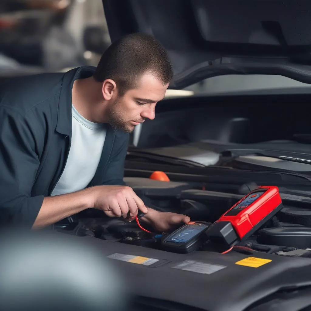 Mechanic Using OBD Scanner