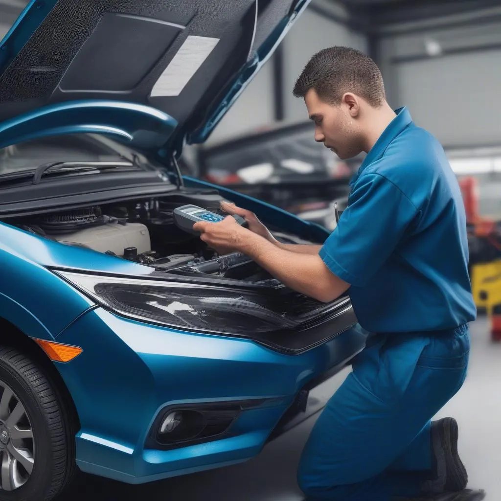 Mechanic using OBD Scanner