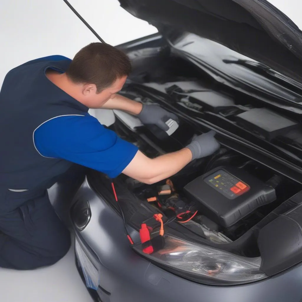 Mechanic Using OBD Scanner