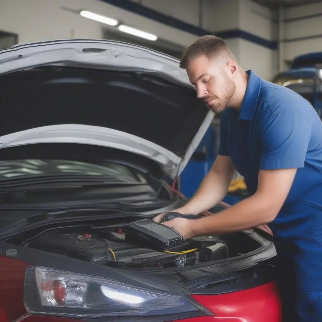 Mechanic using OBD Scanner