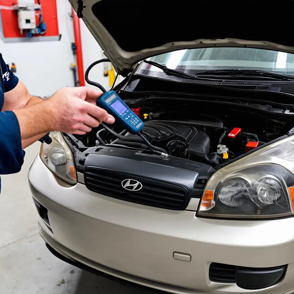 Mechanic using OBD Scanner