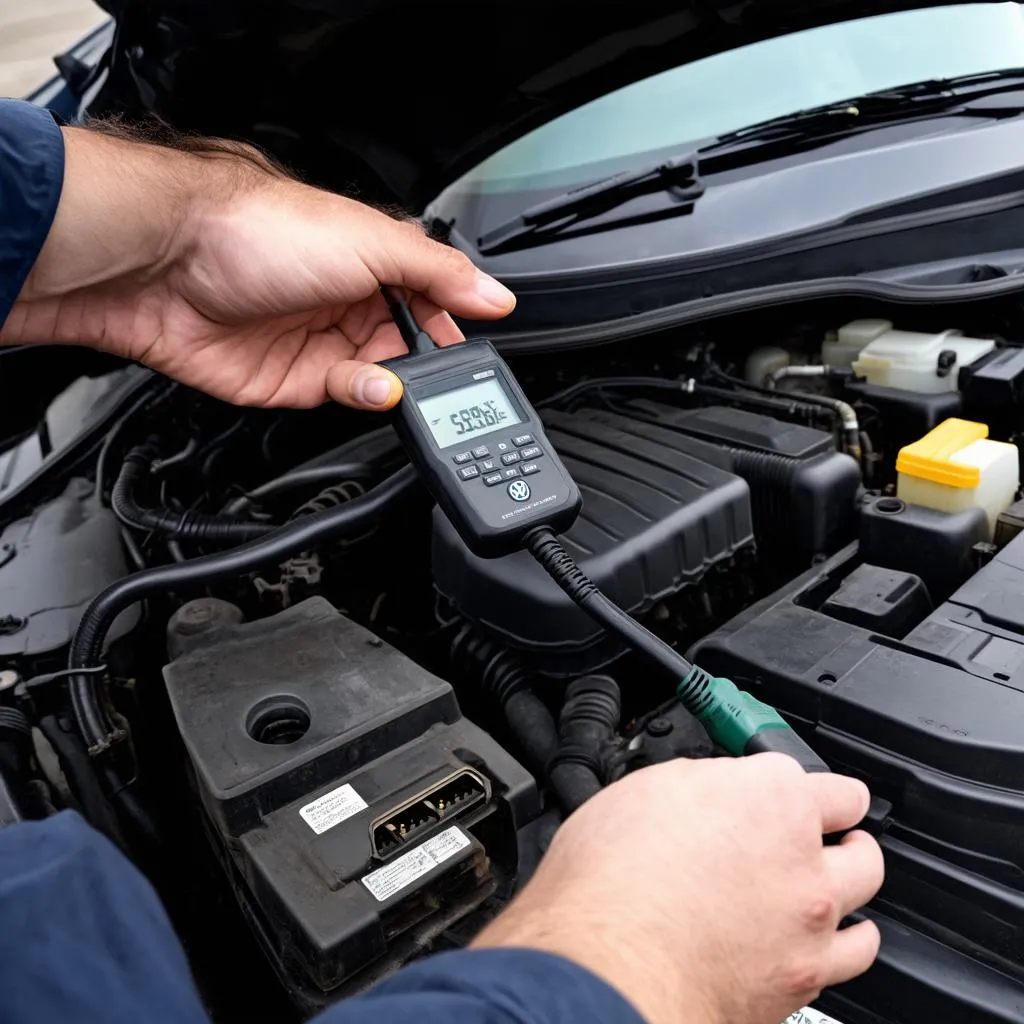 Mechanic Using OBD Scanner