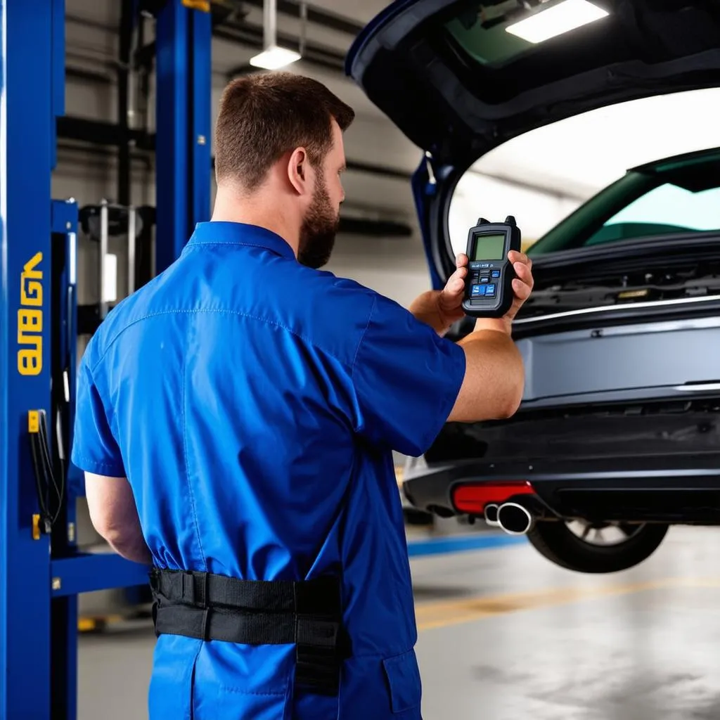 Mechanic Using OBD2 Scanner