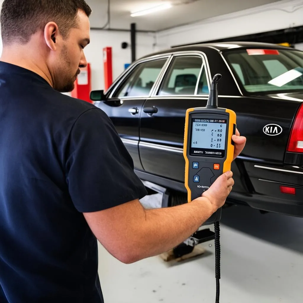 Mechanic Using OBD2 Scanner