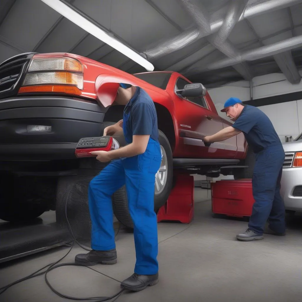 Mechanic Using OBD2 Scanner