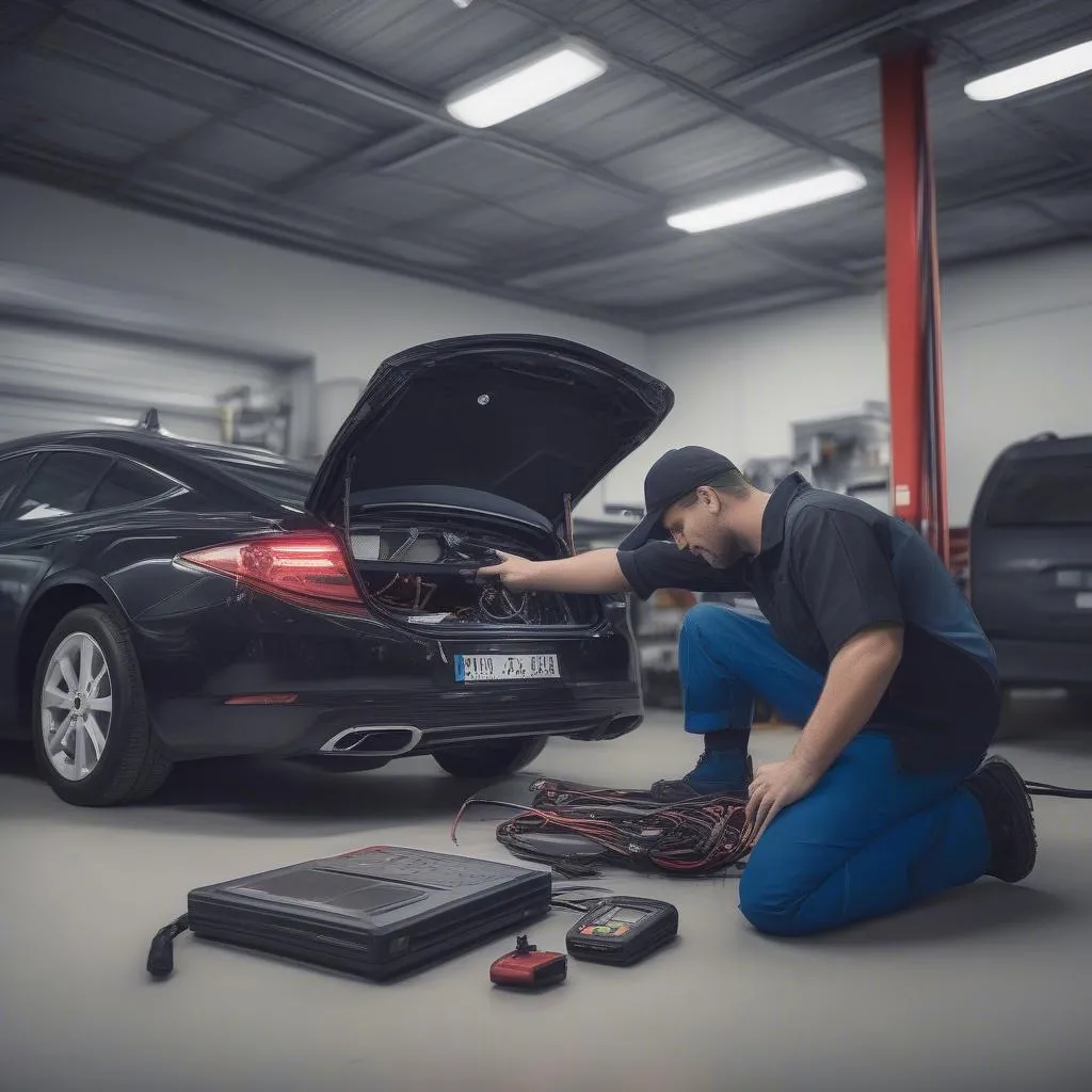 Mechanic Using Diagnostic Scanner