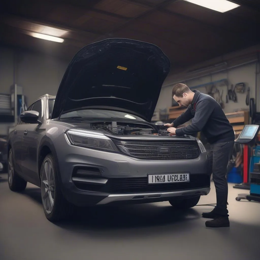 Mechanic Using Scanner