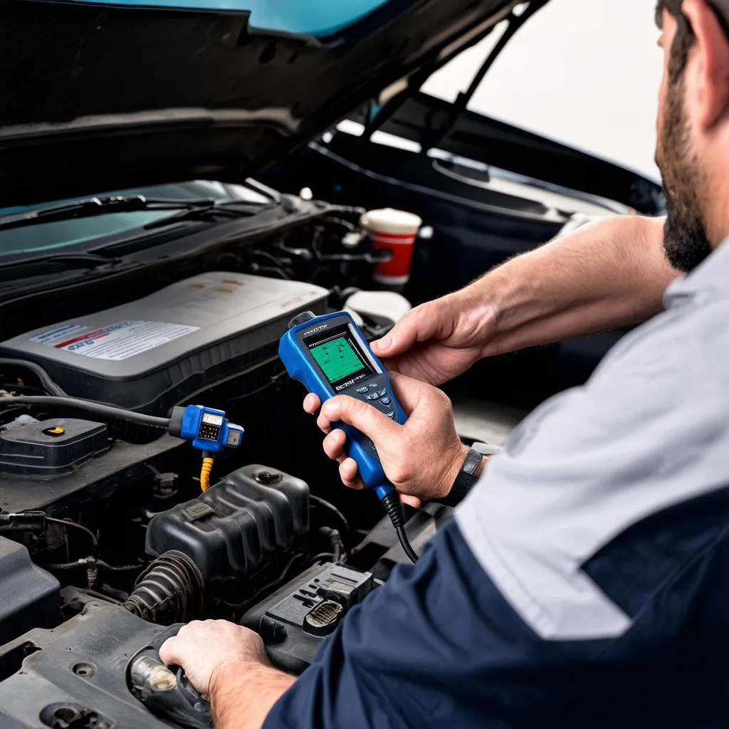 Mechanic Using Scanner Chevy