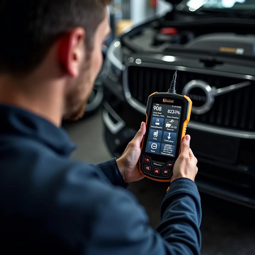 Mechanic using Heacent 908 on a Volvo