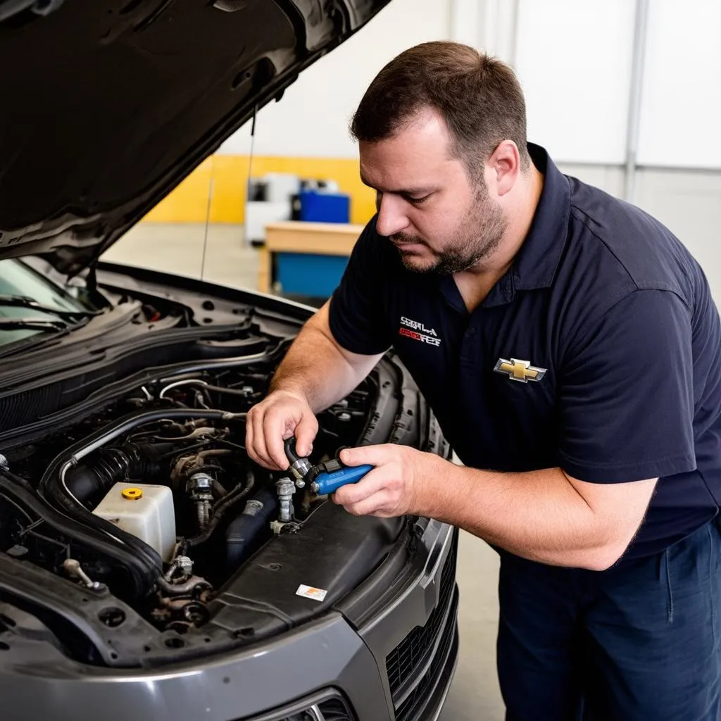 Mechanic Working on Car