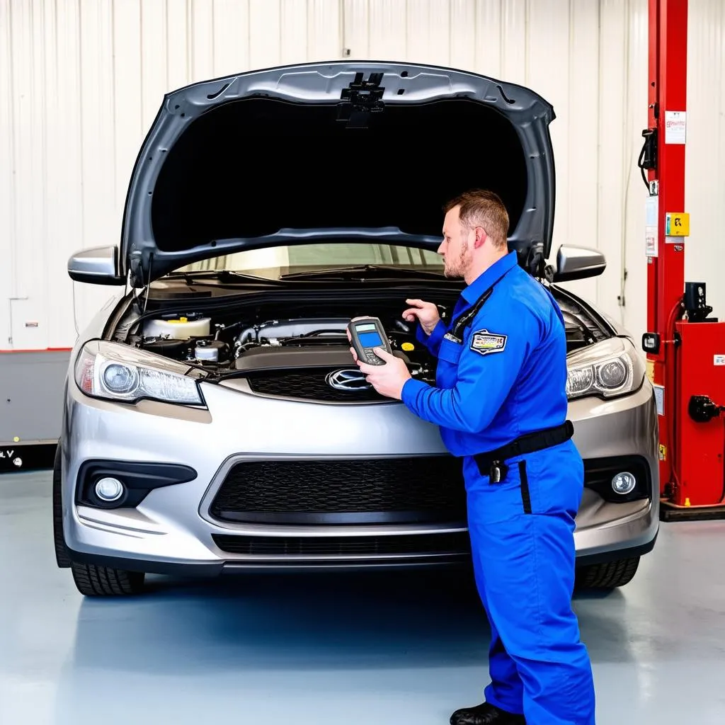 Mechanic Working on Car