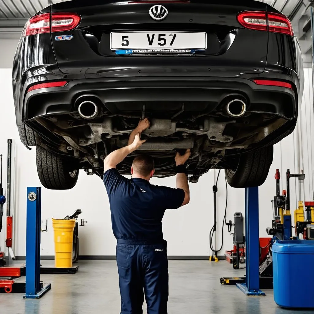 Mechanic Working On Car