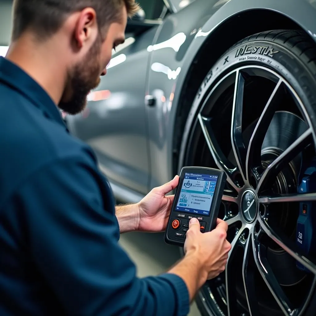 Mechanic Inspecting Car Engine