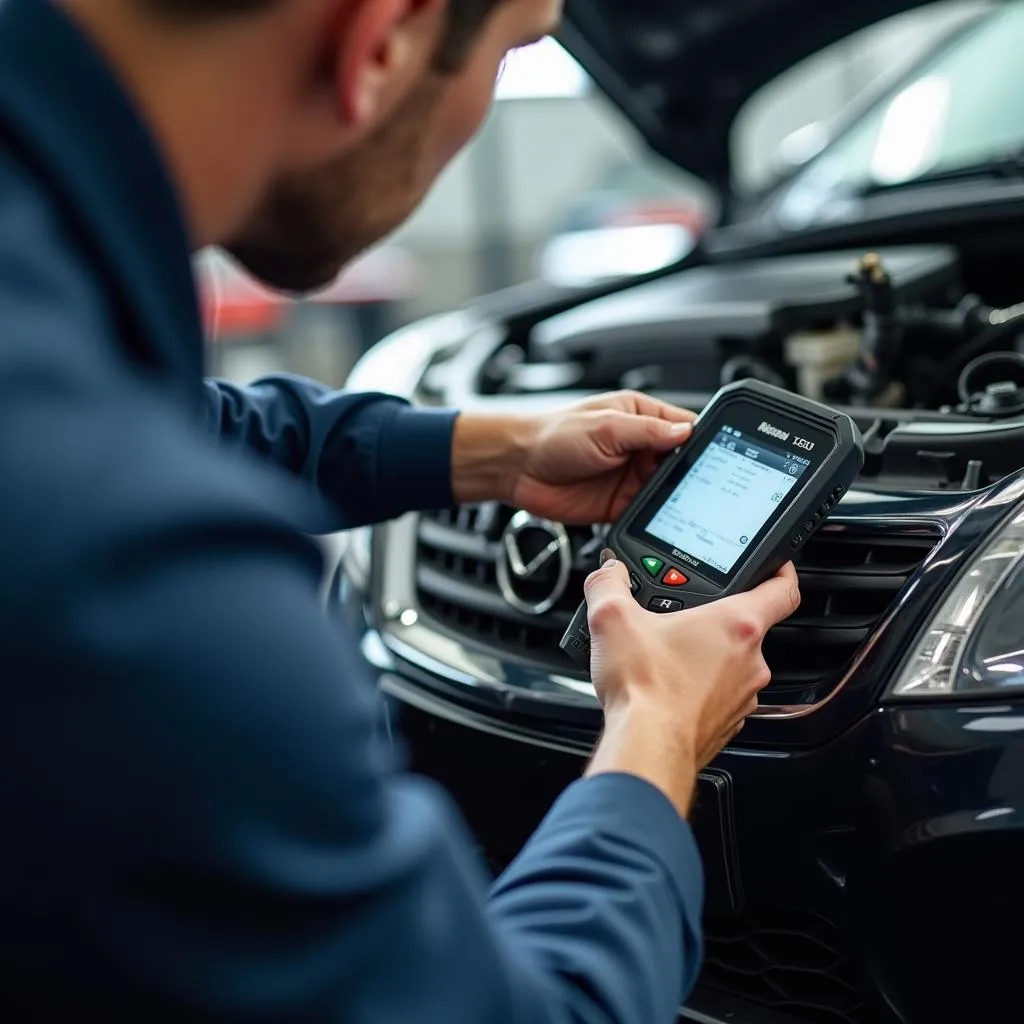 Mechanic Using Car Diagnostic Tool