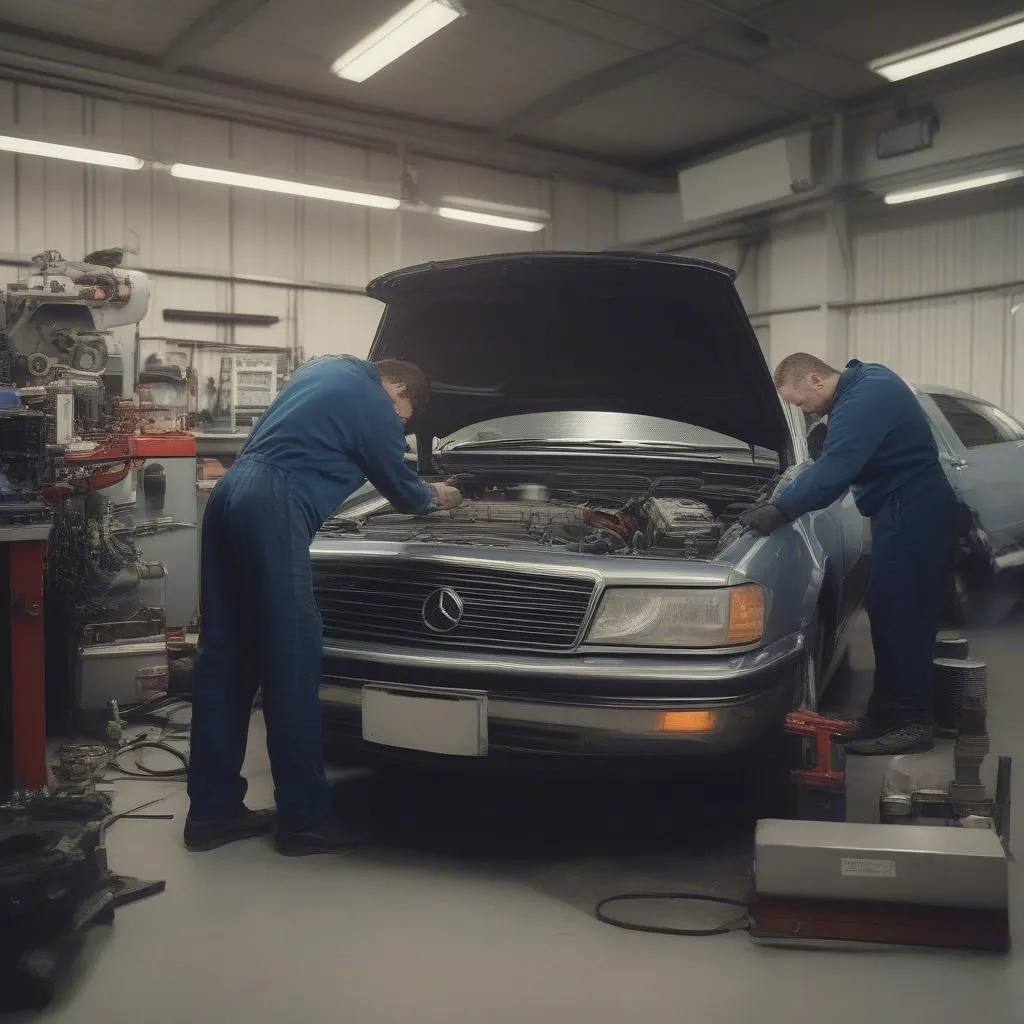 Mechanic working on a car