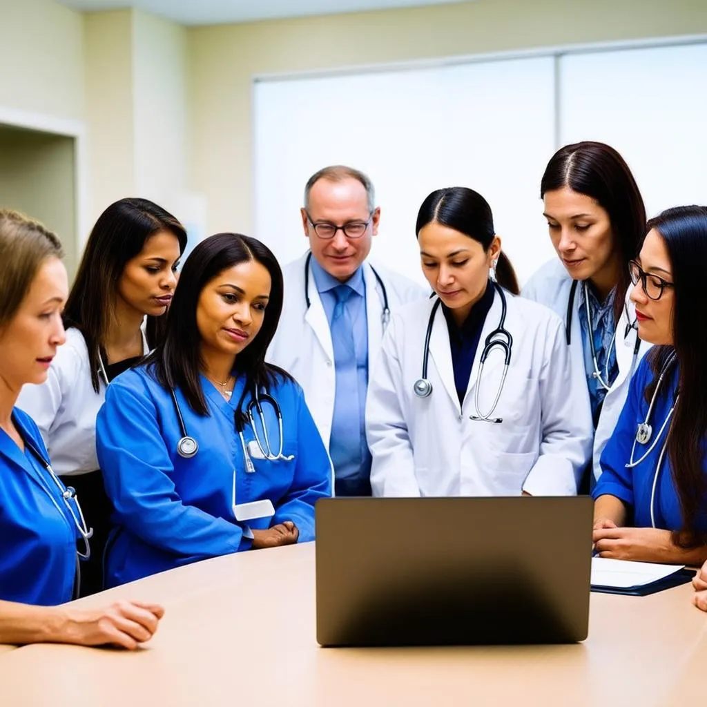 Medical Professionals Listening to a Podcast