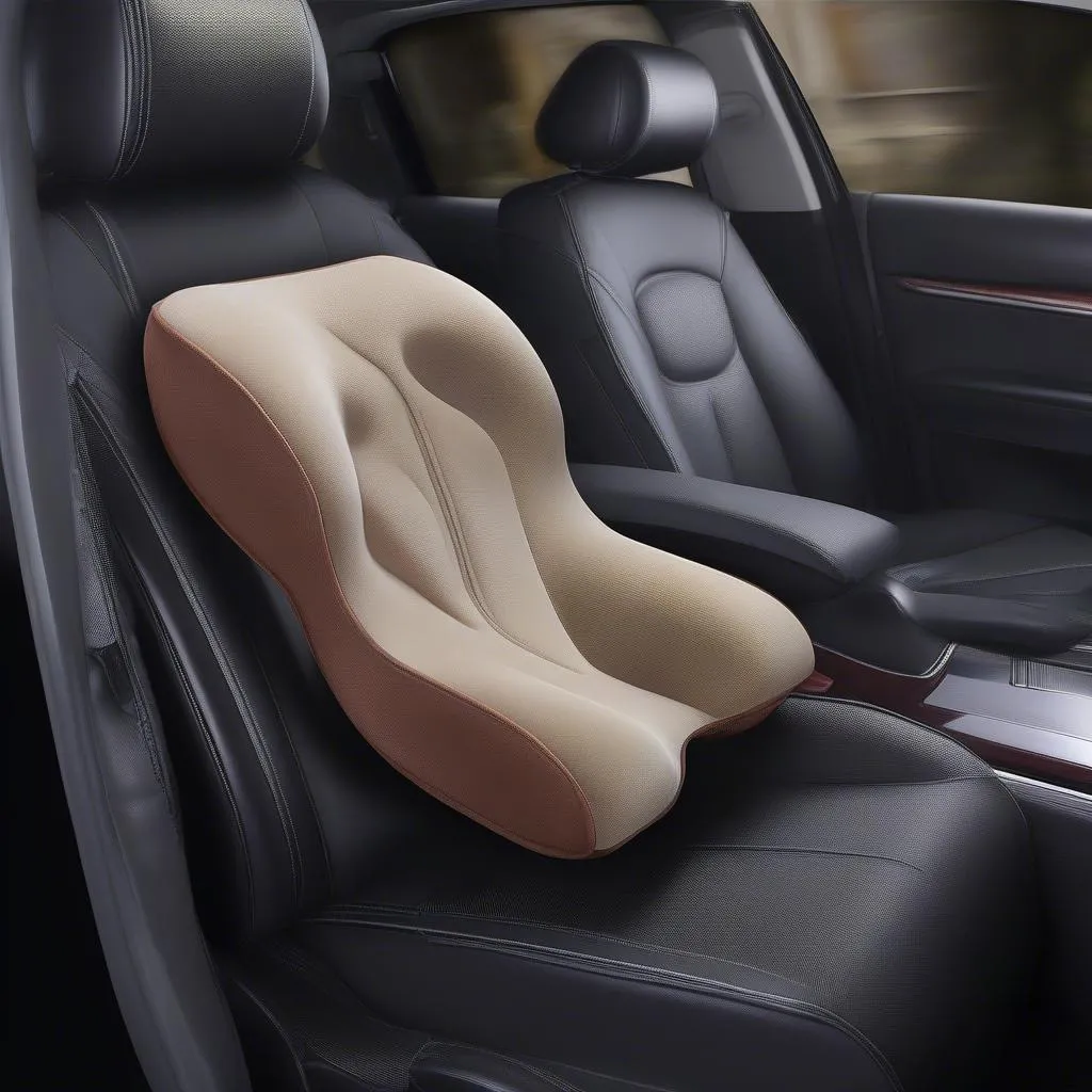 A memory foam car seat pillow conforms to your body shape